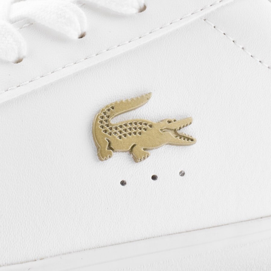 Lacoste white and gold trainers deals